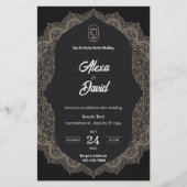 zwart wit luxe bruiloft uitnodiging (Voorkant)