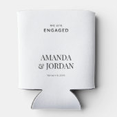 Zwart-wit Luxe minimalistisch Verloving Blikjeskoeler (Achterkant)