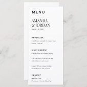 Zwart-wit Luxe minimalistisch Verloving Menu (Voorkant / Achterkant)