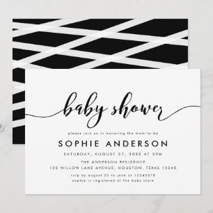 Zwart-wit, maak het Baby shower van het Manuscript Kaart