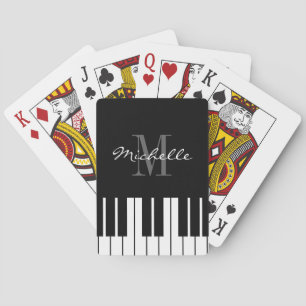 Zwart-wit maatwerk monogram pianotoetsen pokerkaarten