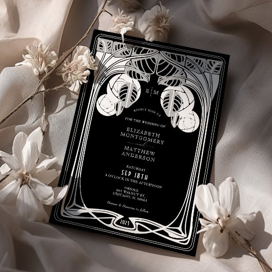 Zwart-wit Mackintosh Bomen in Bloei Kaart