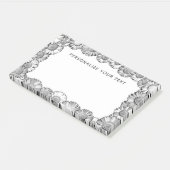 Zwart-wit madeliefjesrand mooi en leuk op maat gem post-it® notes (Schuin)