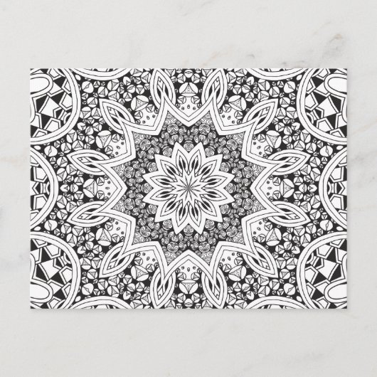 Zwart-wit Mandala Briefkaart (Voorkant)