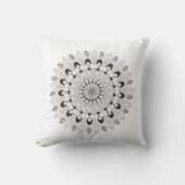 Zwart-wit Mandala Flower Design Sierkussen (Voorkant)