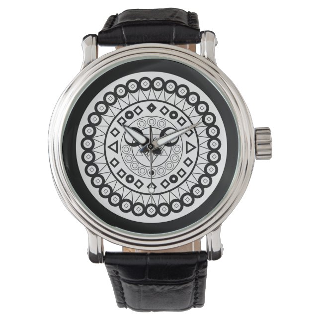 Zwart-wit mandala horloge (Voorkant)