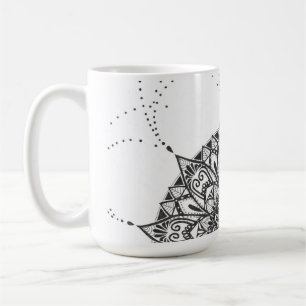 Zwart-wit mandala koffie mok