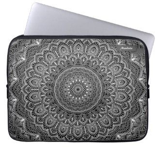 Zwart-wit Mandala Laptop Sleeve