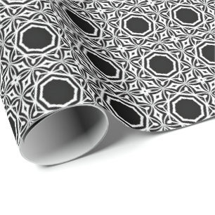 Zwart-wit Mandala lijnen Patroon 1 Cadeaupapier