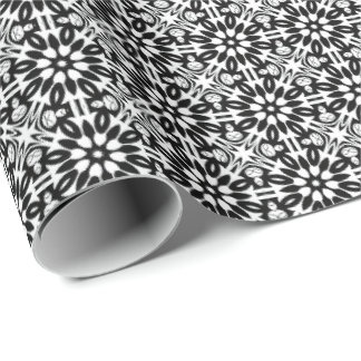 Zwart-wit Mandala lijnen Patroon 3 Cadeaupapier