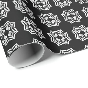 Zwart-wit Mandala lijnen Patroon 8 Cadeaupapier