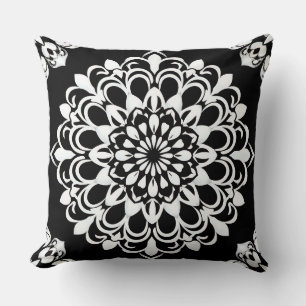 Zwart-wit Mandala-ontwerp Kussen