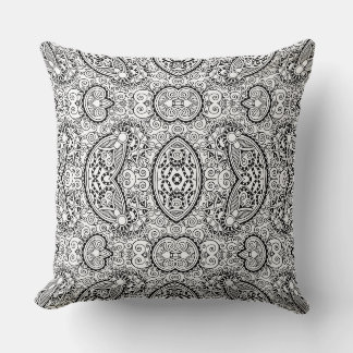Zwart wit mandala patroon kussen