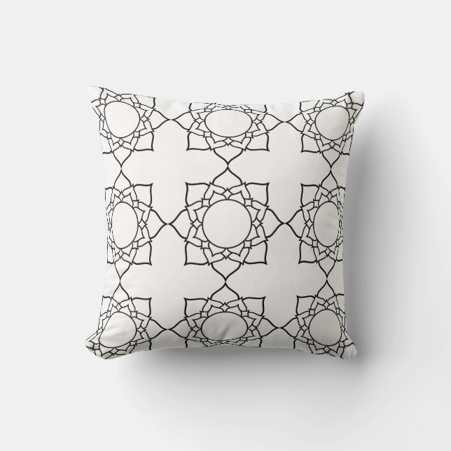 Zwart wit Mandala Pattern Pillow Fabric Paint Kussen (Voorkant)
