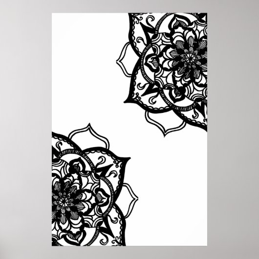 Zwart-wit Mandala Poster (Voorkant)