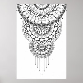 Zwart-wit mandala print