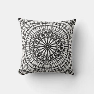 Zwart-wit Mandala Sierkussen