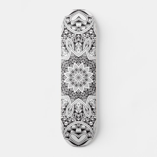 Zwart-wit Mandala Skateboard (Voorkant)