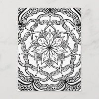 Zwart-wit Mandala Trippy Psychedelische Hippie