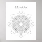 Zwart-wit Mandala v2 Coloring Poster (Voorkant)