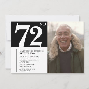 Zwart-wit mannen 72e verjaardag kaart