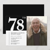 Zwart-wit Mannen 78ste verjaardag Kaart (Voorkant / Achterkant)