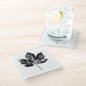 Zwart-wit Maple Leaf Print Glazen Onderzetter (Schuin)