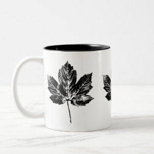 Zwart-wit Maple Leaf Print Mok