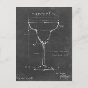 Zwart-wit Margarita Glass Blueprint Briefkaart