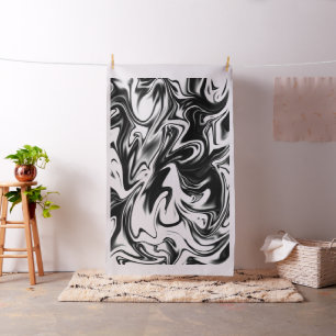 Zwart Wit Marmer Drop, Katoenen Materiaal Stof