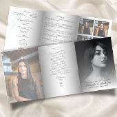 Zwart-wit marmer Elegante begrafenisdiensten Drieluik Programma