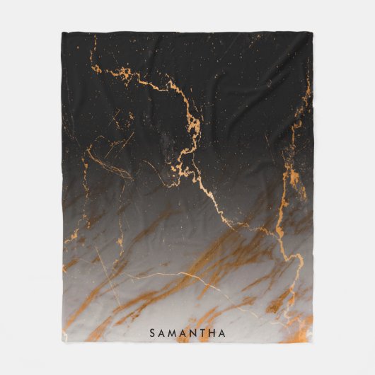 Zwart & Wit Marmer Fleece Deken (Voorkant)