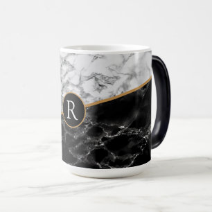 Zwart Wit Marmer Gepersonaliseerde Koffie Mok