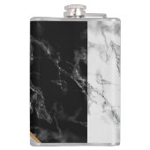 Zwart Wit Marmer Gepersonaliseerde Monogram Kolf Heupfles (Achterkant)