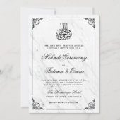 Zwart Wit Marmer Islamitische Moslim Mehndi Ceremo Kaart (Voorkant)