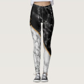 Zwart-wit Marmer Leggings Uw Letter (Voorkant)
