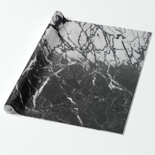 Zwart & Wit Marmer Modern Glam Modieuze Feestje Cadeaupapier