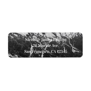 Zwart & Wit Marmer Modern Glam Modieuze Feestje Etiket
