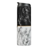 Zwart Wit Marmer Monogram Letter Thermische Tumble Thermosbeker (Geroteerd rechts)