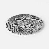 Zwart-wit marmer papieren bordje (Gekanteld)