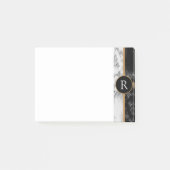 Zwart Wit Marmer Post-it® notes Custom Letter (Voorkant)