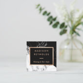 Zwart Wit Marmer Roos Gold Beauty Salon Vierkante Visitekaartje (Staand voorkant)