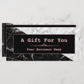 Zwart wit marmer Roos Gold Cadeaubon (Voorkant / Achterkant)