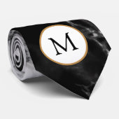 Zwart wit marmer Stropdas gepersonaliseerde letter (Opgerold)