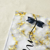 Zwart-wit marmeren gouden sprankeling Aangepaste n Strandlaken (In situ)