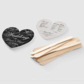 Zwart Wit Marmeren Hart Elegant Huwelijksprogramma Handwaaier (Niet-gemonteerd)