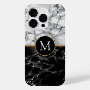 Zwart Wit Marmeren iPhone Case Gepersonaliseerde b