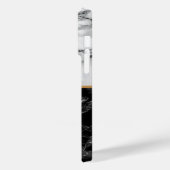 Zwart Wit Marmeren iPhone Case Gepersonaliseerde b (Achterkant / Links)