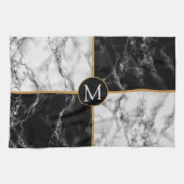 Zwart Wit Marmeren Keuken Handdoek Custom Letter (Horizontaal)