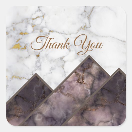 Zwart & Wit Marmeren Kleurblok Mountain Range Vierkante Sticker (Voorkant)